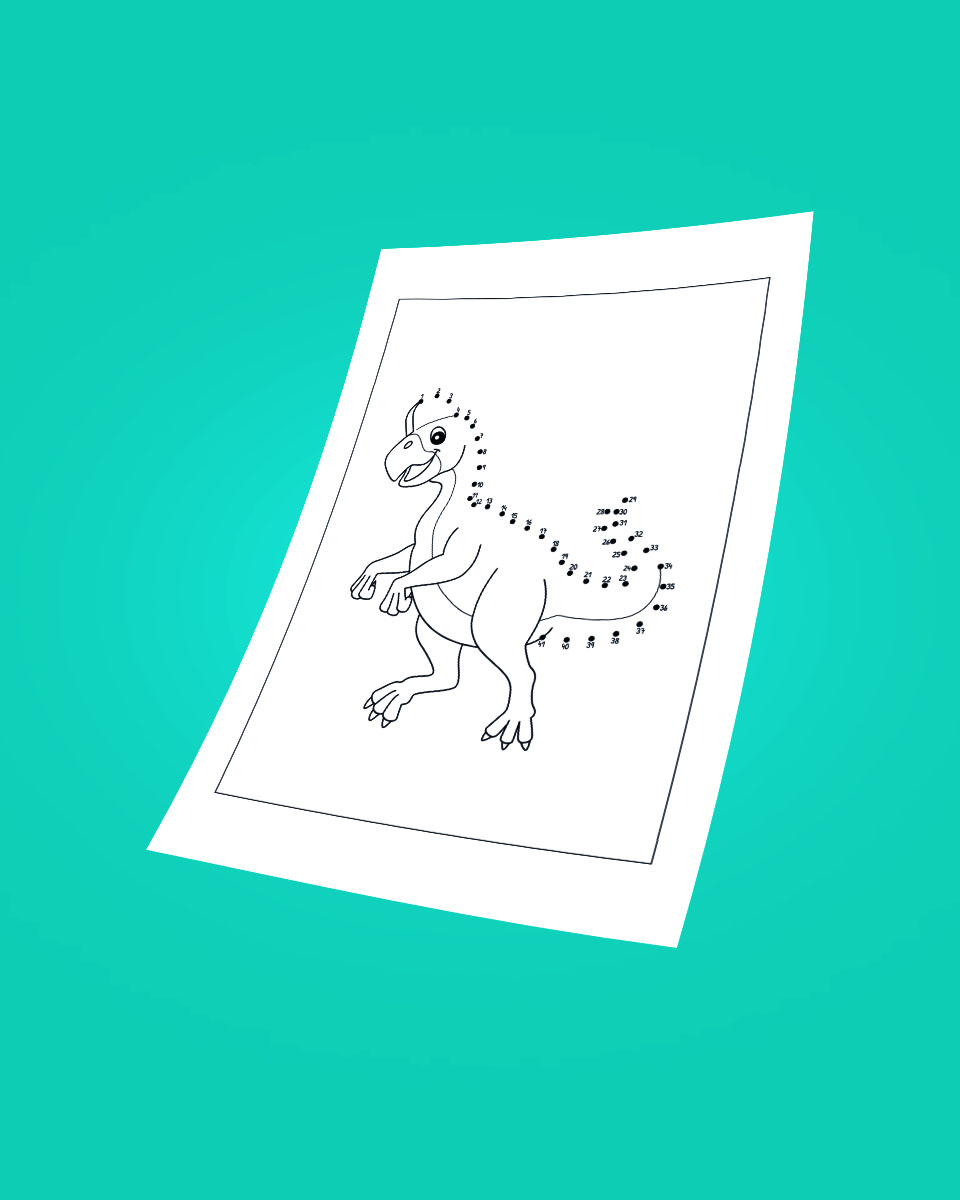 Free Dinosaur Dot-to-Dot Colouring Page For Kids
