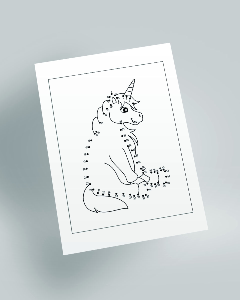 Free Unicorn Dot-to-Dot Colouring Page For Kids
