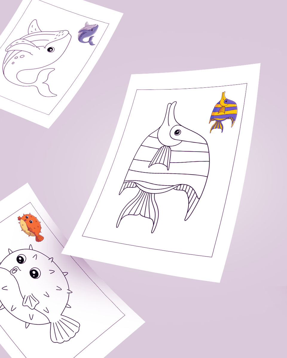 Free 3 Fish Copy Colouring Pages For Kids – Colour Sonic