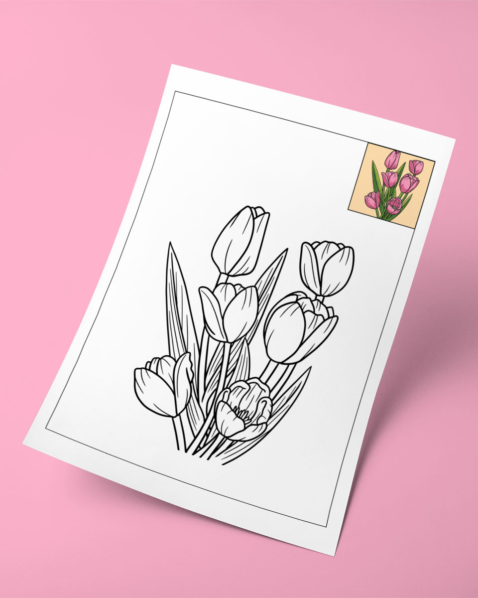 Beautiful Flowers – Free 2 Copy Colouring&nbsp;Pages