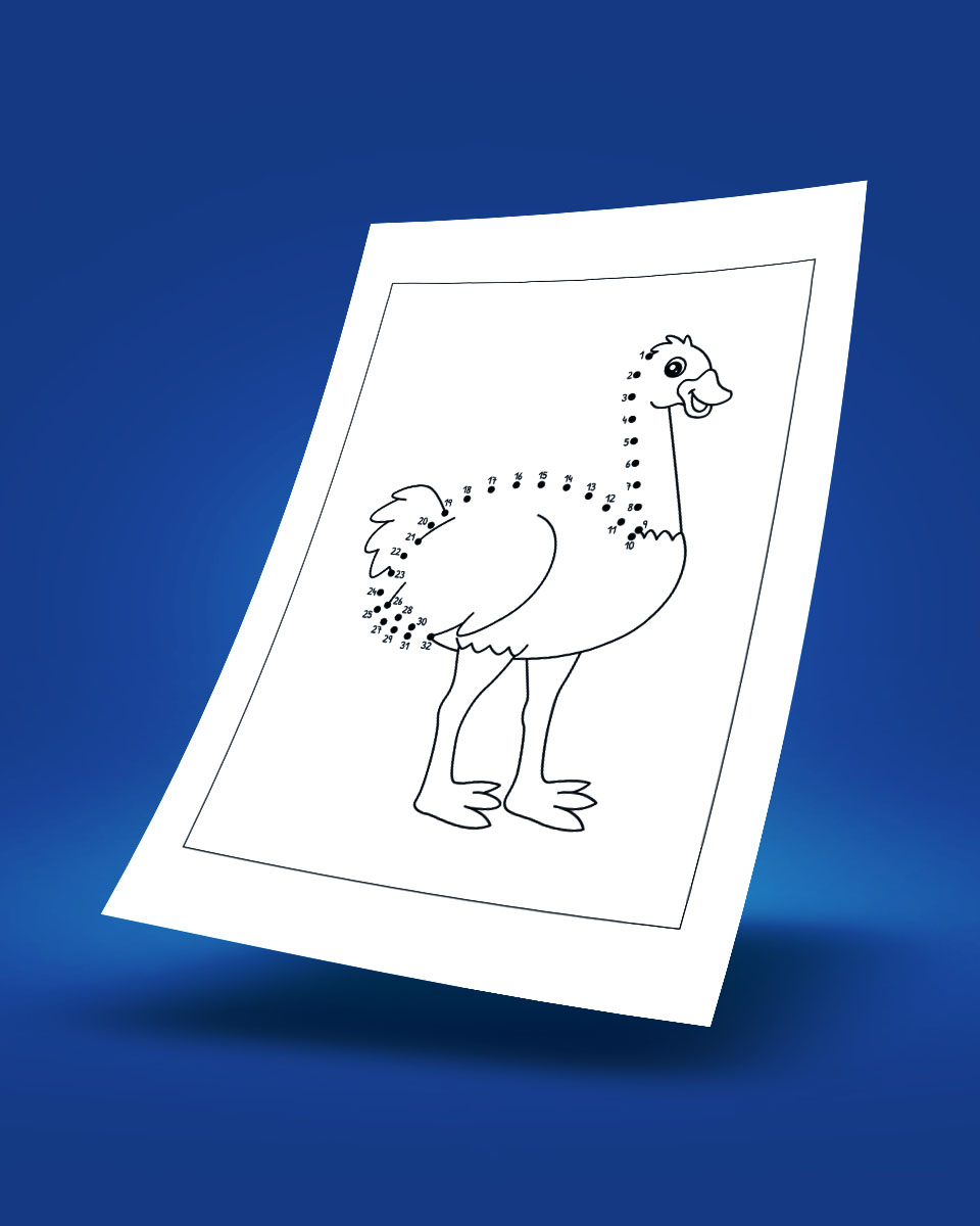 Free Ostrich Dot-to-Dot Colouring Page For&nbsp;Kids