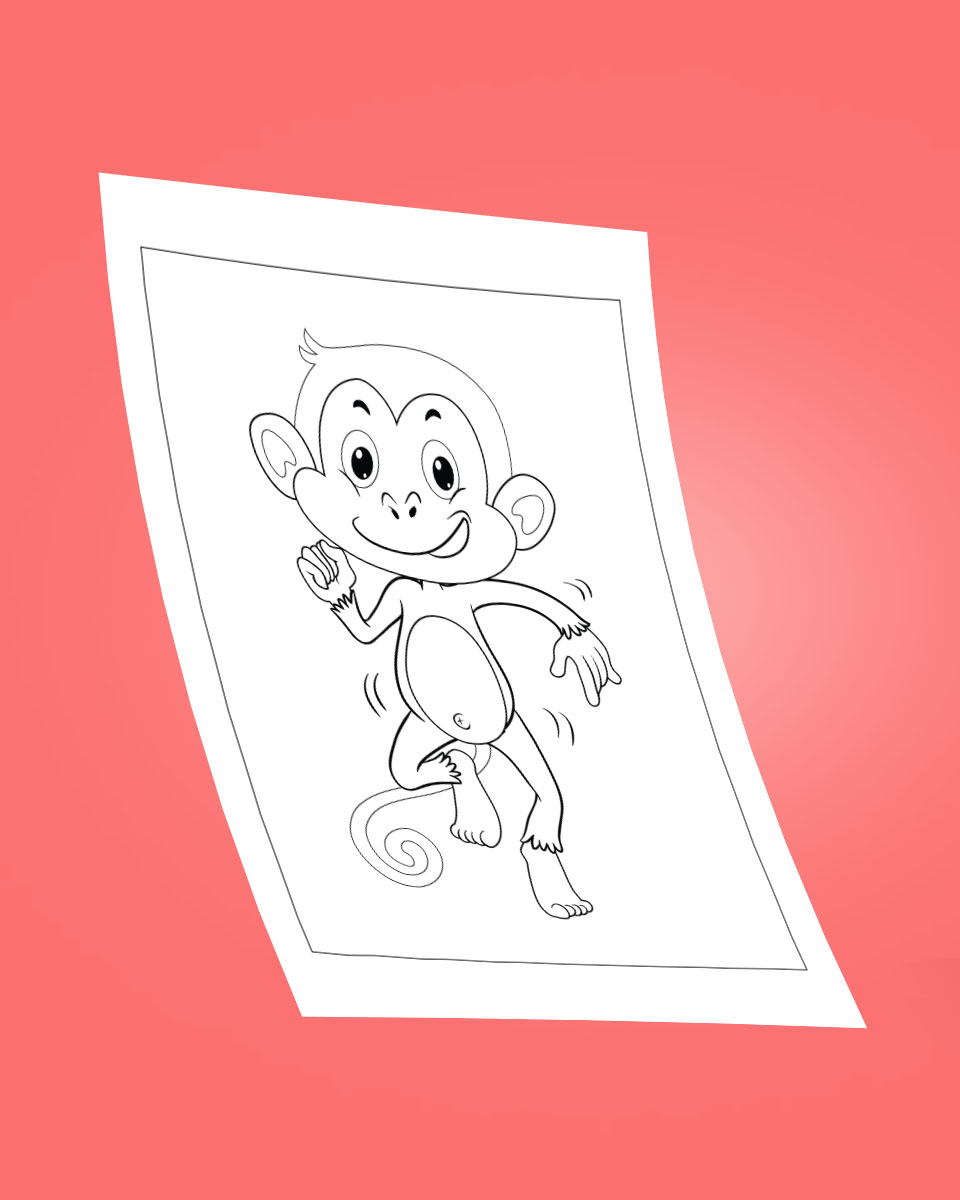 Free 3 Monkey Colouring Pages For Kids